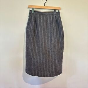 Vintage Wool Striped Pencil Skirt with Pockets